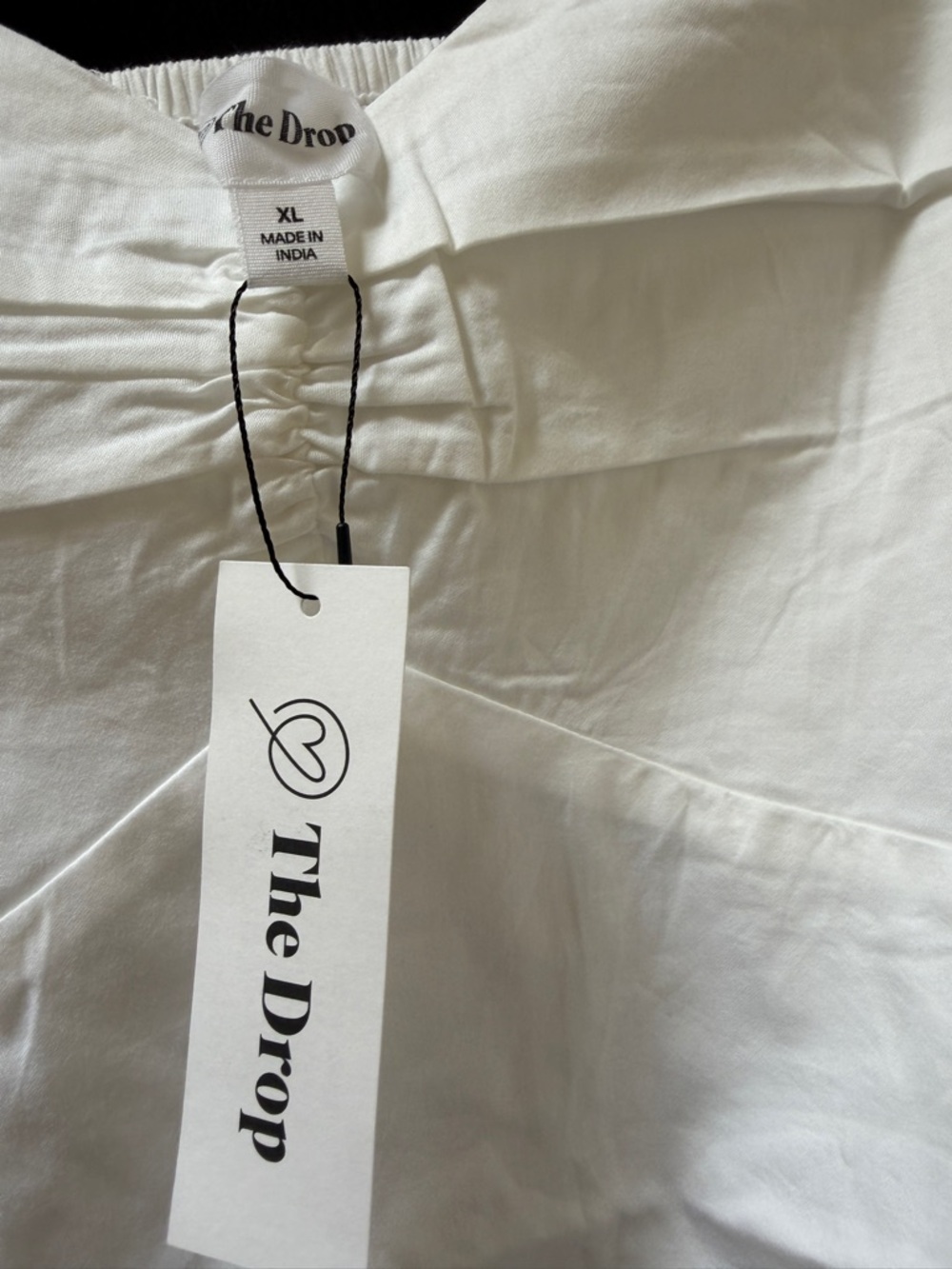 The Drop Women's White Crop Top - Ruched Front